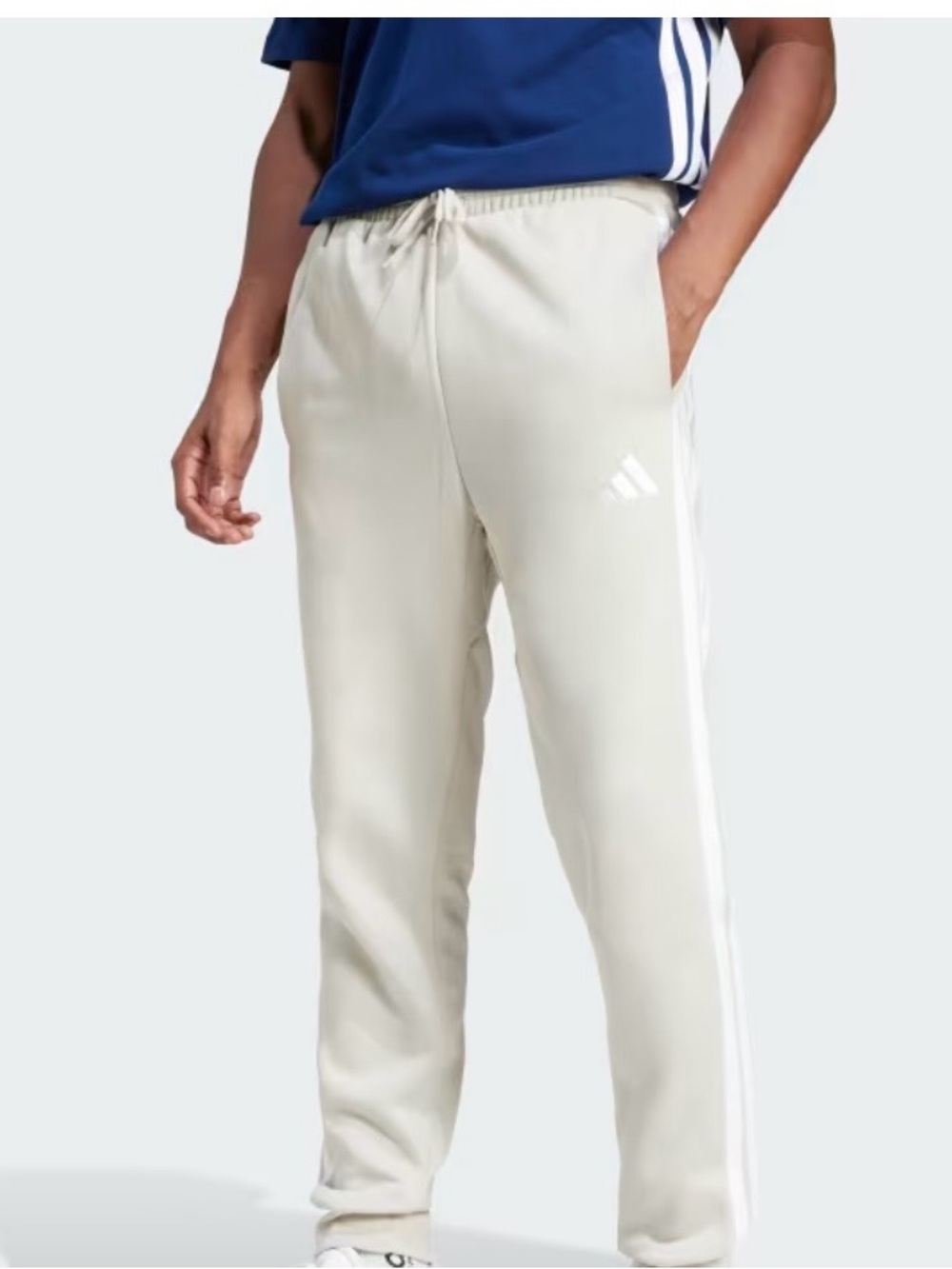 adidas Men's Cream Sweatpants with White Side Stripes size XL